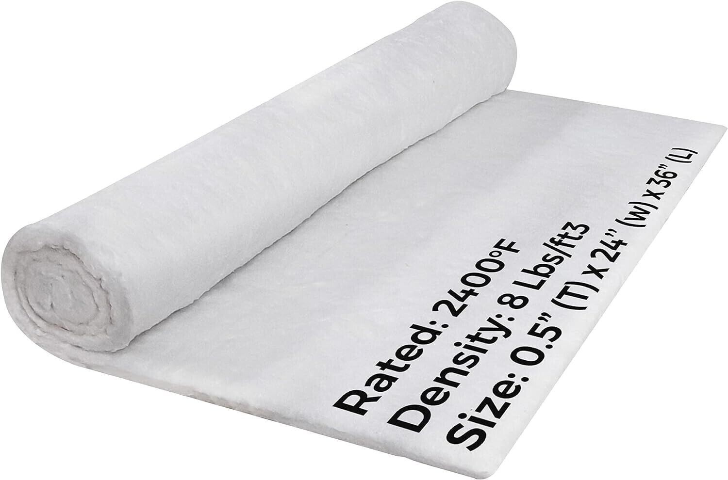 1/2″ Ceramic Fiber Insulation Blanket 2400F 8# High Temp Insulation 24″ x 36″