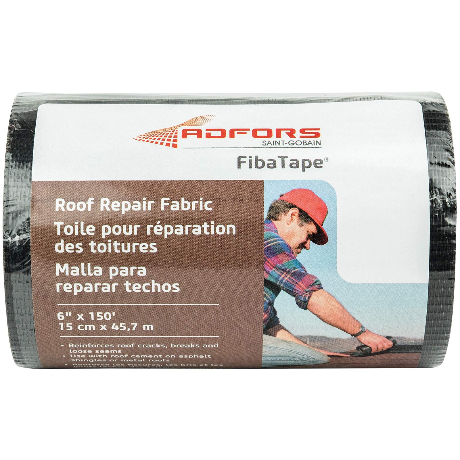 6 Inch x 150FT Roof Repair Fabric Black Reinforcement Mesh Roll
