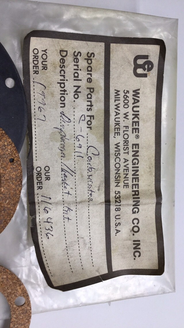 Waukee Engineering C-6911 Diaphragm Gasket Kit C6911