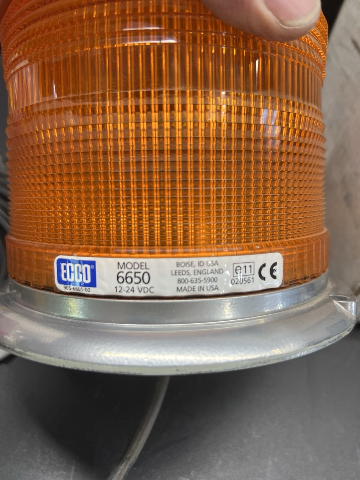 ECCO STROBE BEACON 6650 AMBER 3 BOLT 12-24 VDC NOS