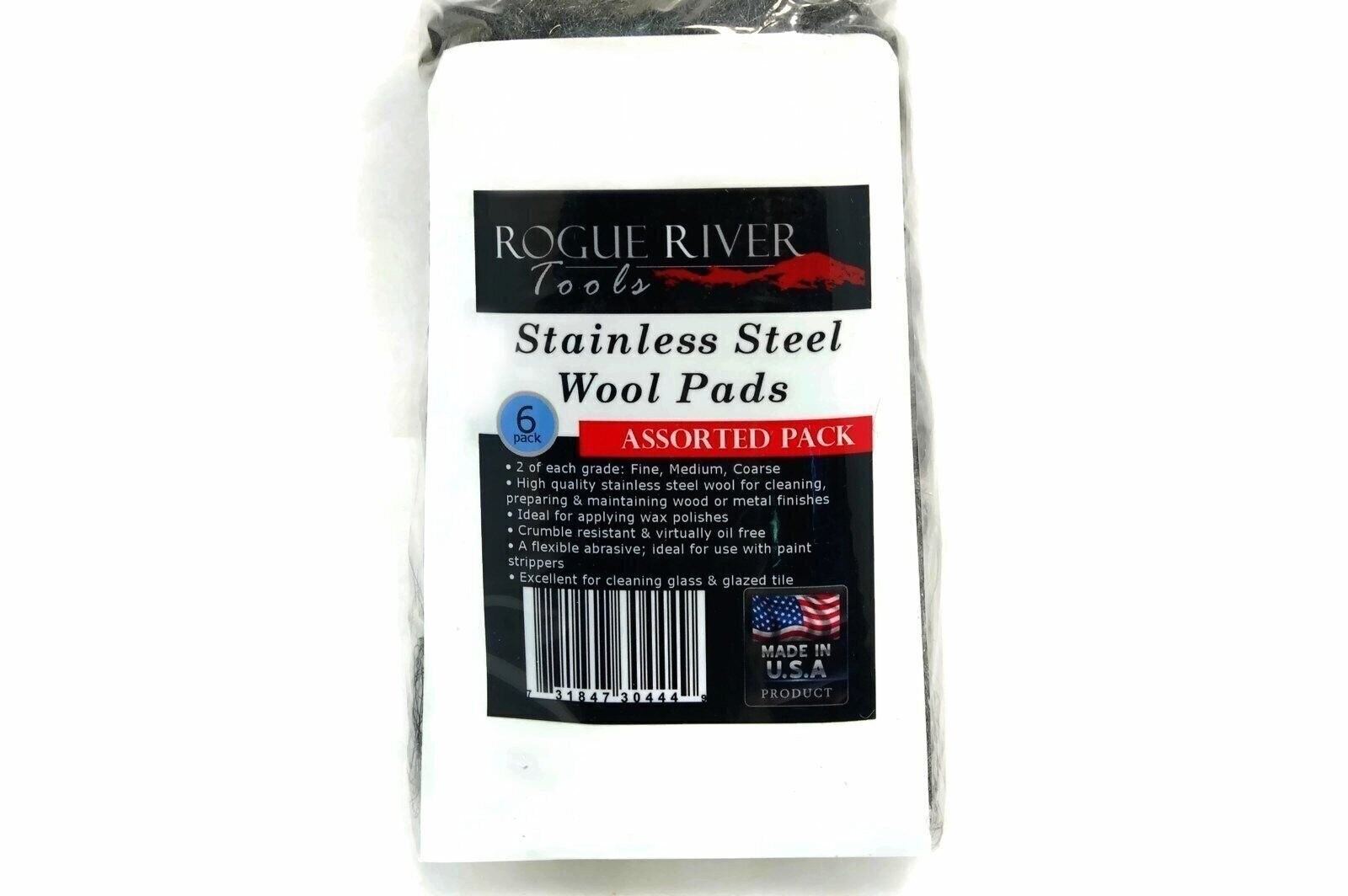 434 Stainless Steel Wool Pads, 6pc Assorted Pack (Fine, Medium, Coarse) – USA!