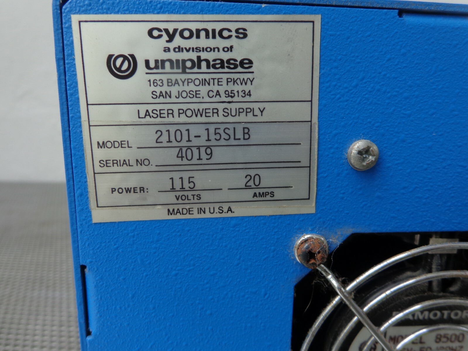 Becton Dickinson FAC Scan Laser Power Supply Cyonics 2101-15SLB JDS Uniphase