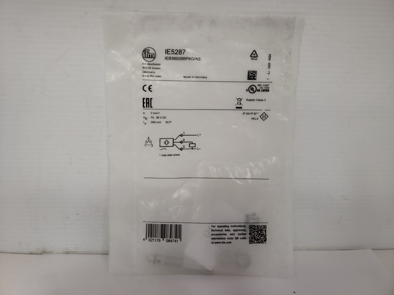 IFM ELECTRONIC IEB3002BBPKG/AS INDUCTIVE SENSOR (IE5287) NIB