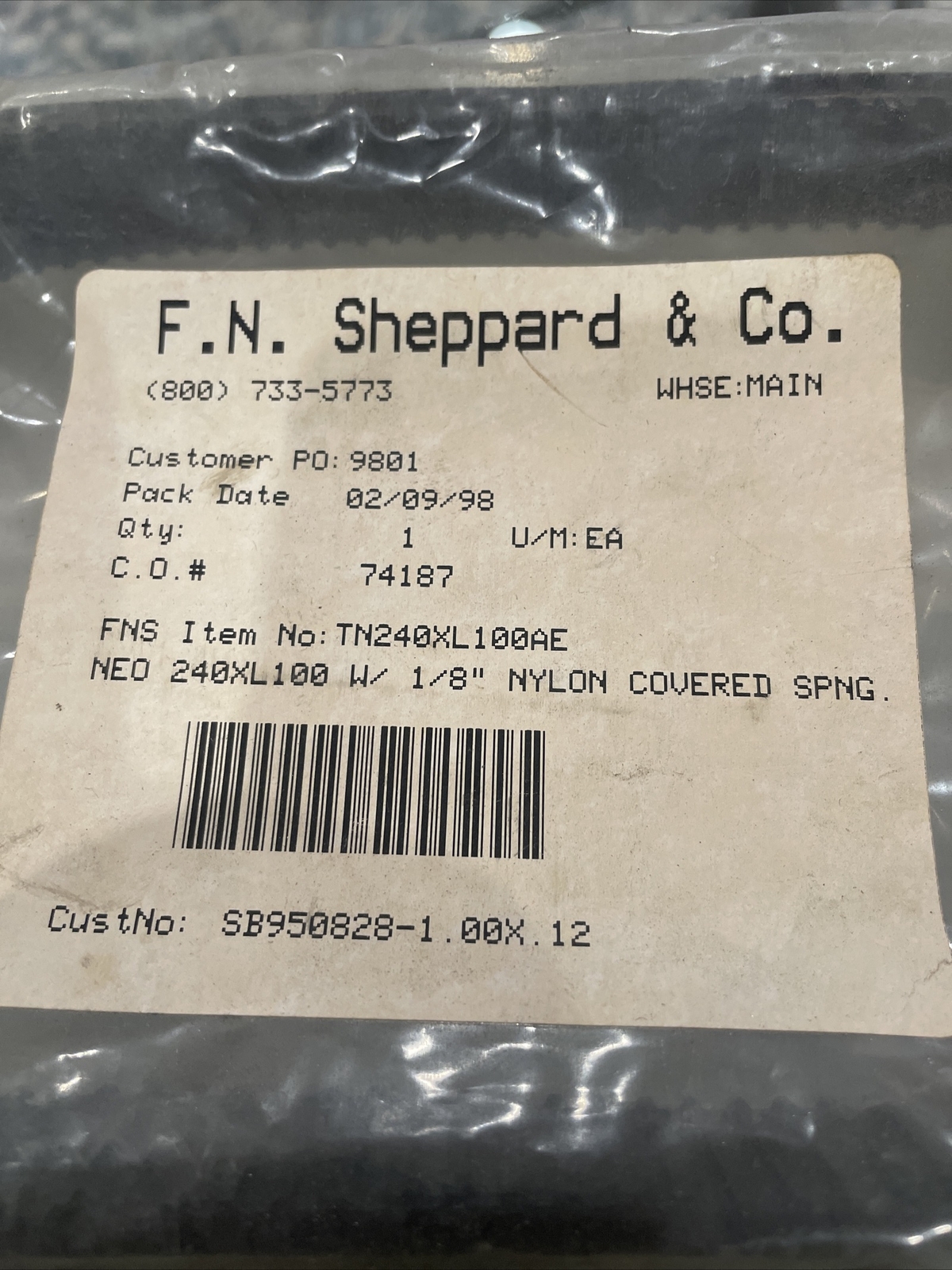 NEO 240xl100 W/ 1/8” Nylon Covered Spng. – Tn240xl100ae