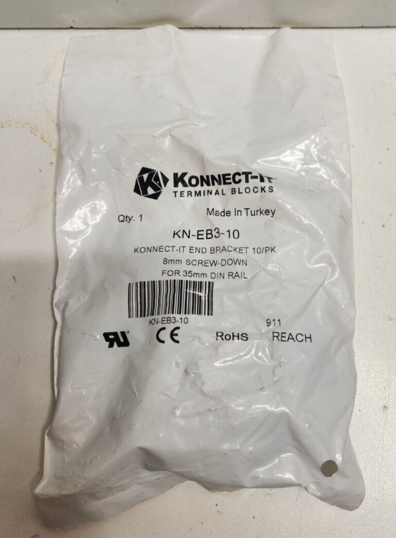 LOT OF 10 NEW OLD STOCK! AUTOMATION DIRECT KONNECT-IT 8MM END BRACKETS KN-EB3-10