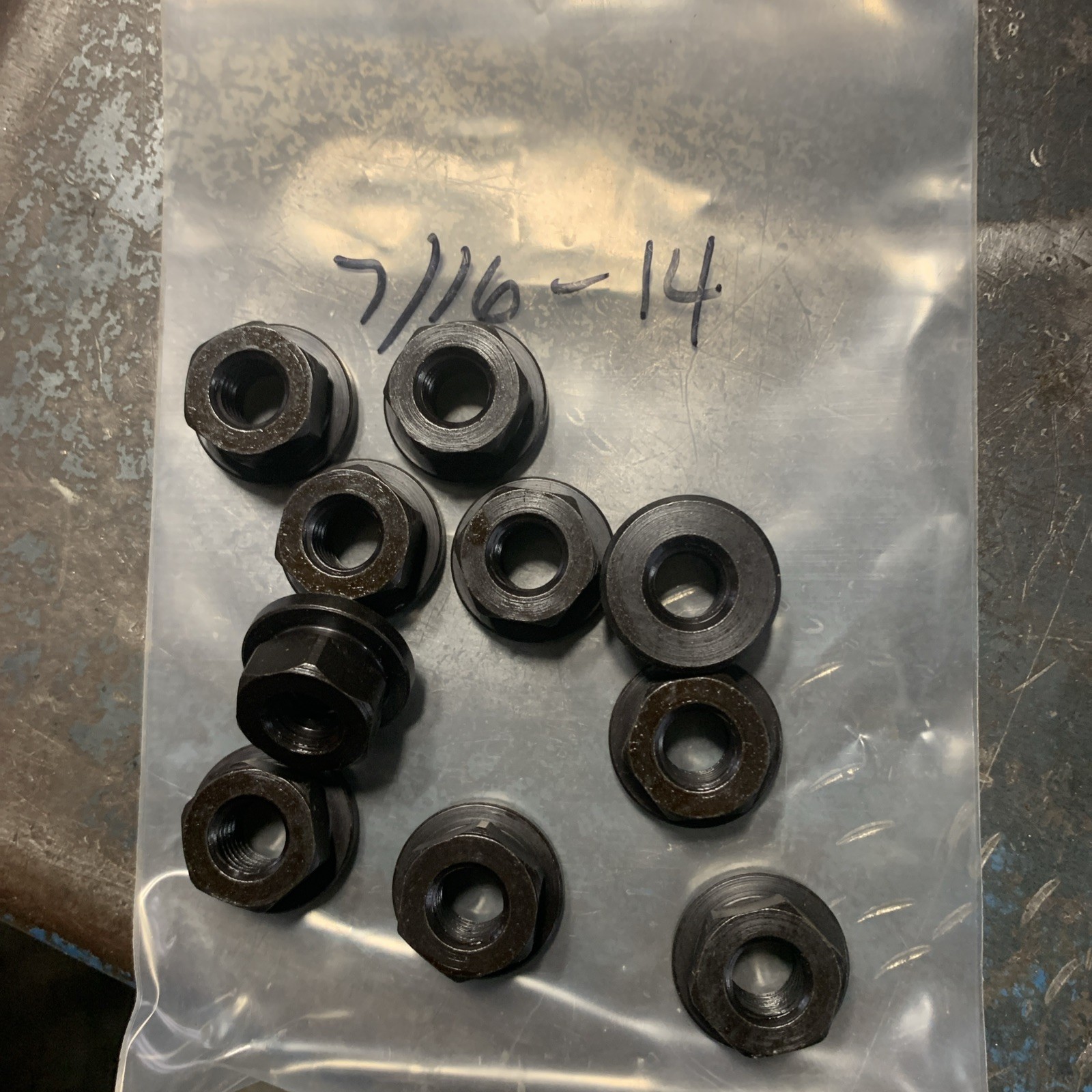 Flanged Mill Nut Assortment Lot. 3/8,7-16,1/2,3/4,7/8 & 1”