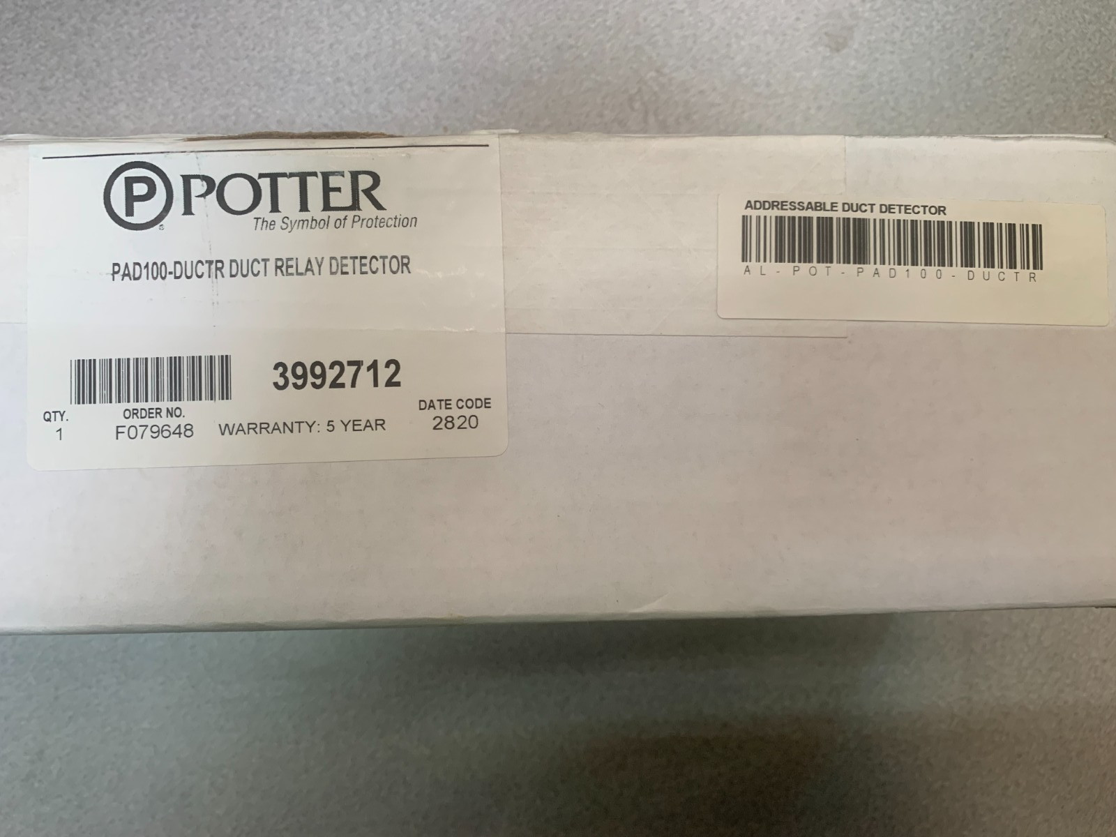 Potter PAD100-DUCTR DUCT RELAY DETECTOR