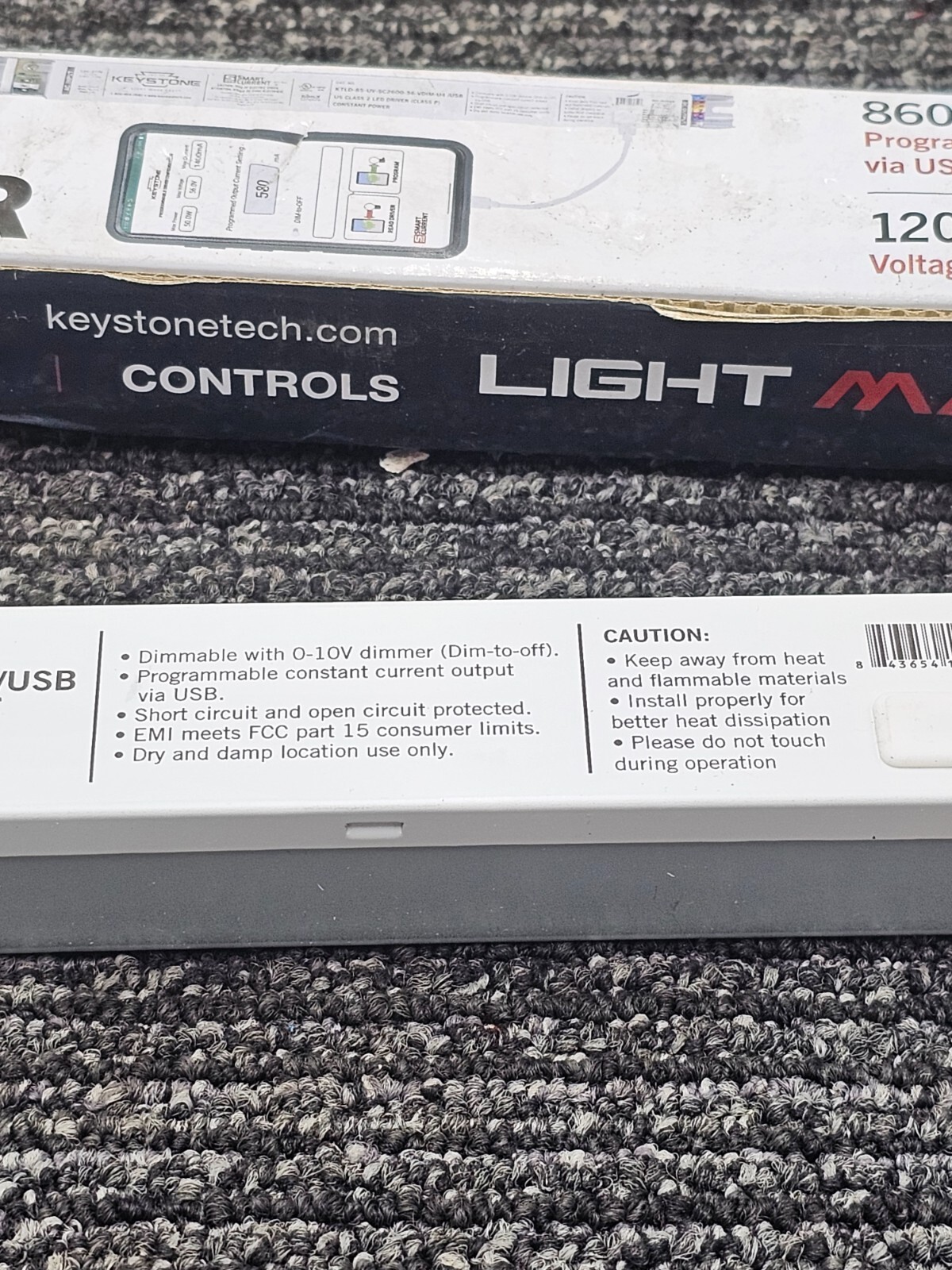 Keystone 85W 120-277V Programmable LED Driver W/ USB-C Port 0-10V Dim