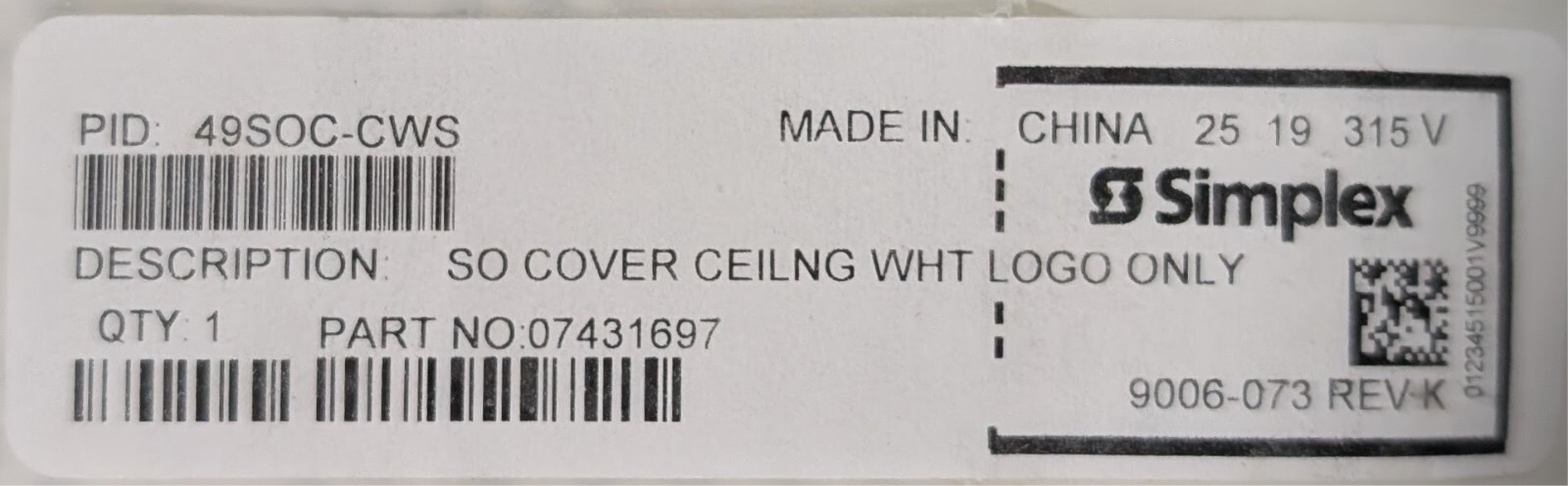 Simplex 49SOC-CWS – SAME DAY SHIPPING