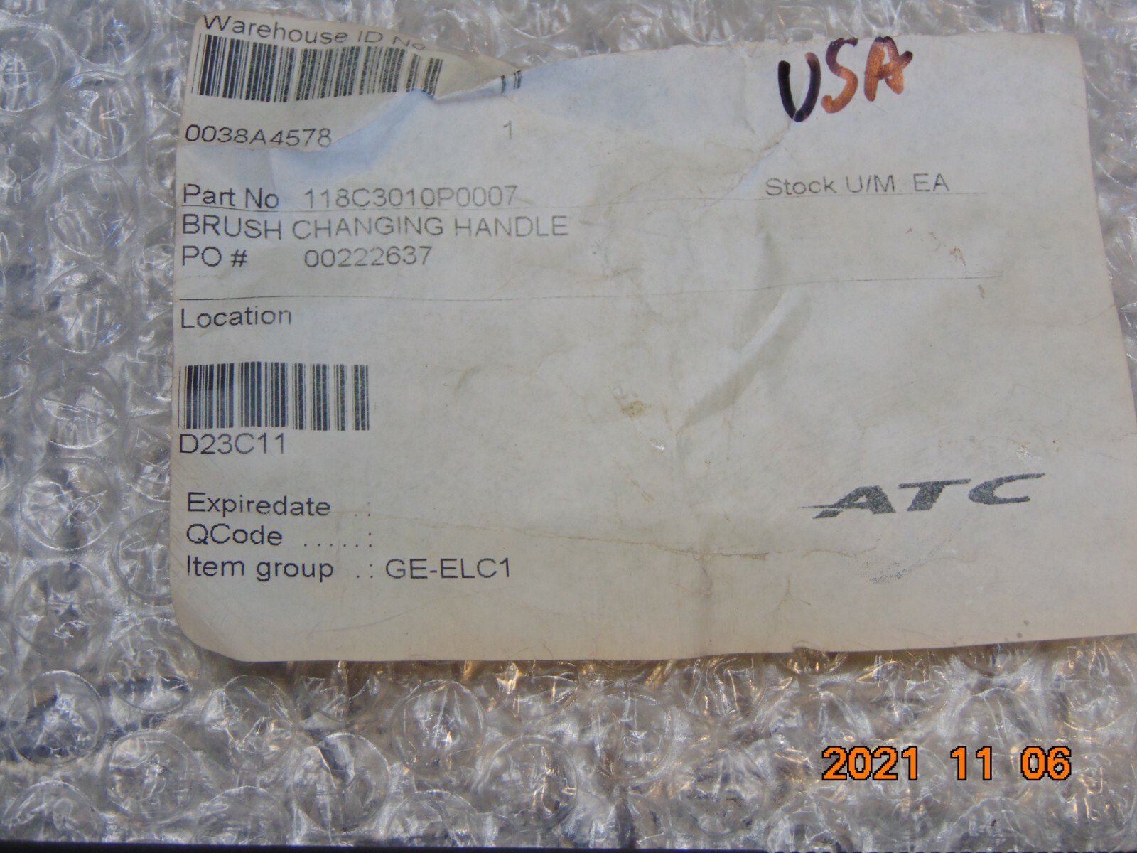 NEW ATC 118C3010P0007 BRUSH CHANGING HANDLE