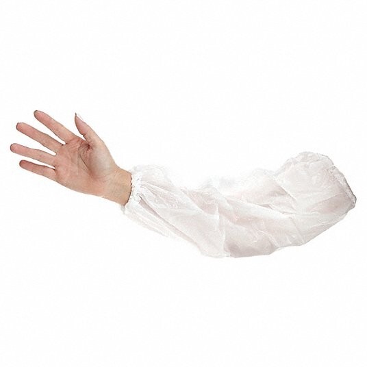 ACTION CHEMICAL A-PE-185-FP-HM Disposable Sleeves, 18in.L, White, PK2000
