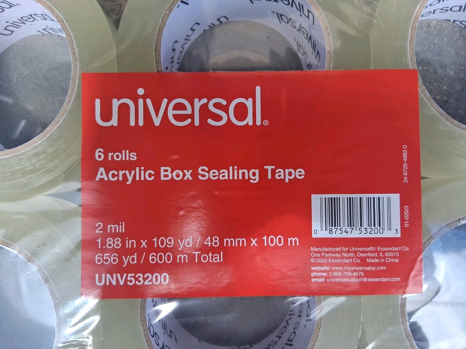 12 Rolls Clear Packing Tape: 1.9 mil Thick, 1.88″ Wide x 110 Yards Long Each