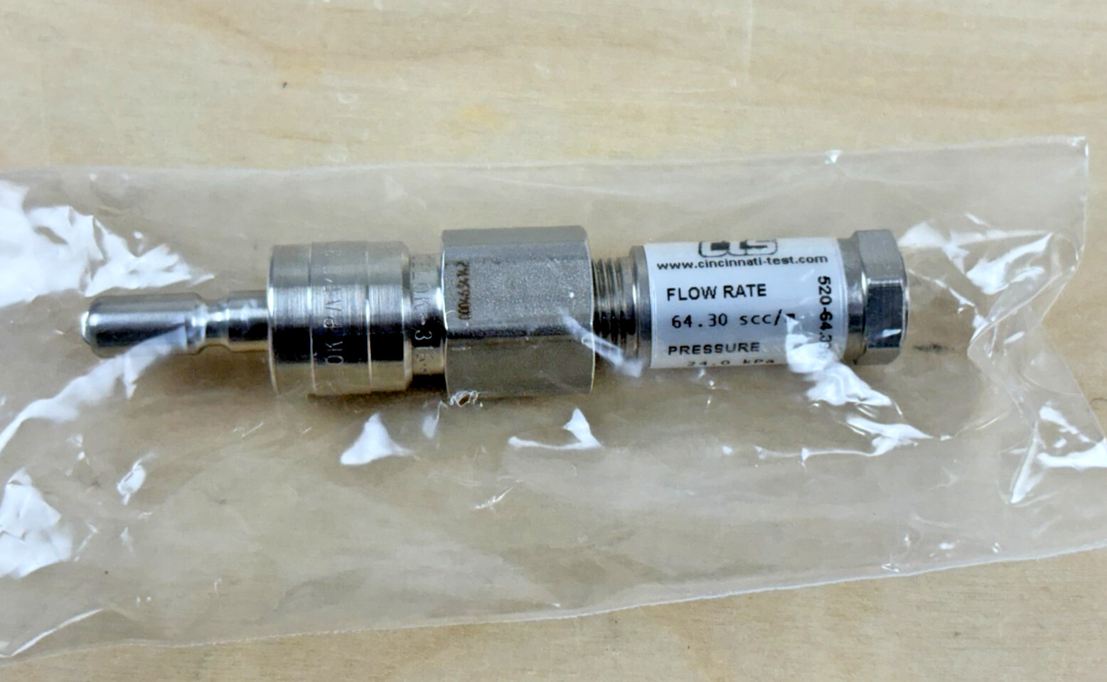 Cincinnati CTS Fixed Leak Orifice Standard, 64.30 scc/m @ 24.0 kPa, 520-64.39