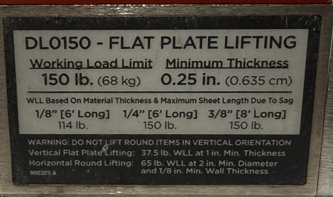 Mag-Mate Dl0150 Lifting Magnet 150lb Max Load Capacity