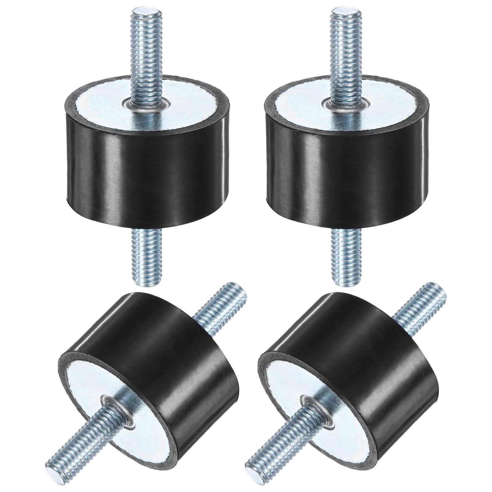 4-Pack Rubber Mounts with M10 x 27mm Double Studs Male D50mmxH20mm