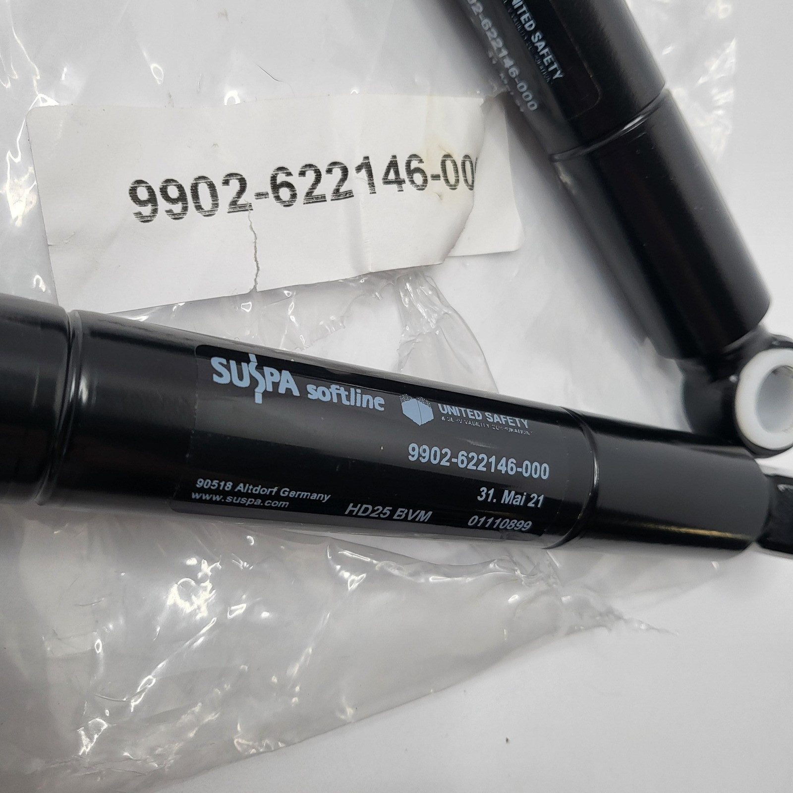 2 Pack SUSPA Softline 9902-622146-000 Shock Absorbers HD25 Dampers Black