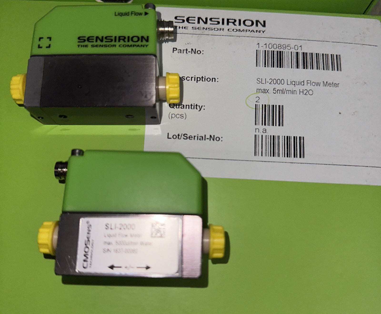 Sensirion Liquid Flow Meter SLI-2000 Qty 2 Sensors Precision Water 1-100895-01