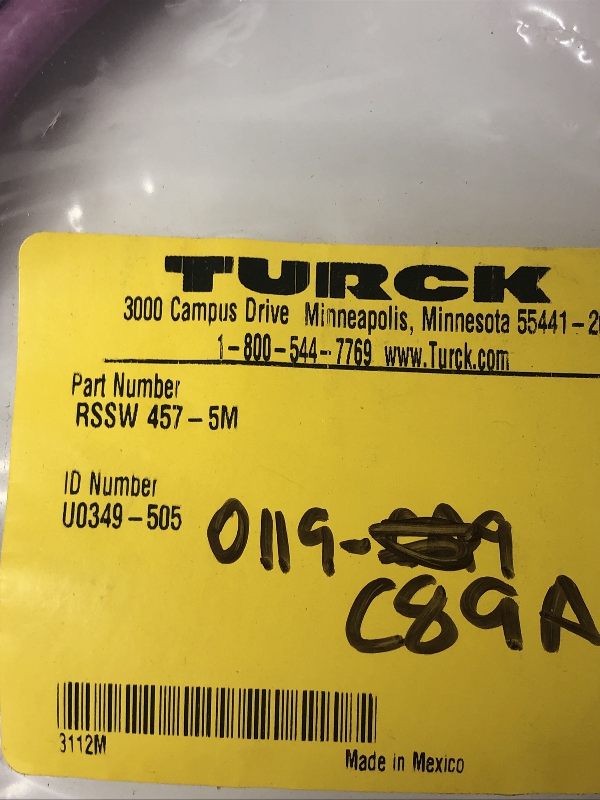 Turck RSSW 457-5M Automation Cable Assembly, RSSW457-5M