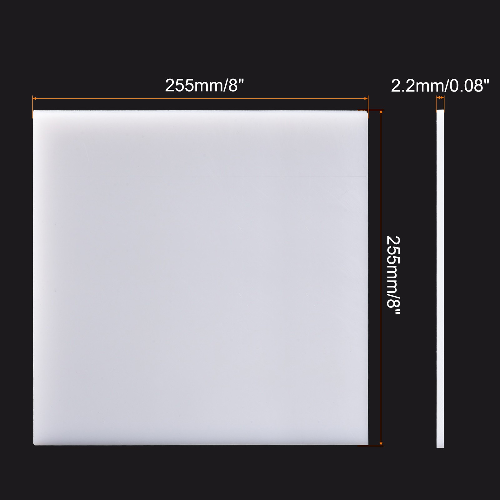 UHMW Sheet Molecular Weight Polyethylene Hard Plastic Board 10″x10″x0.08″ White