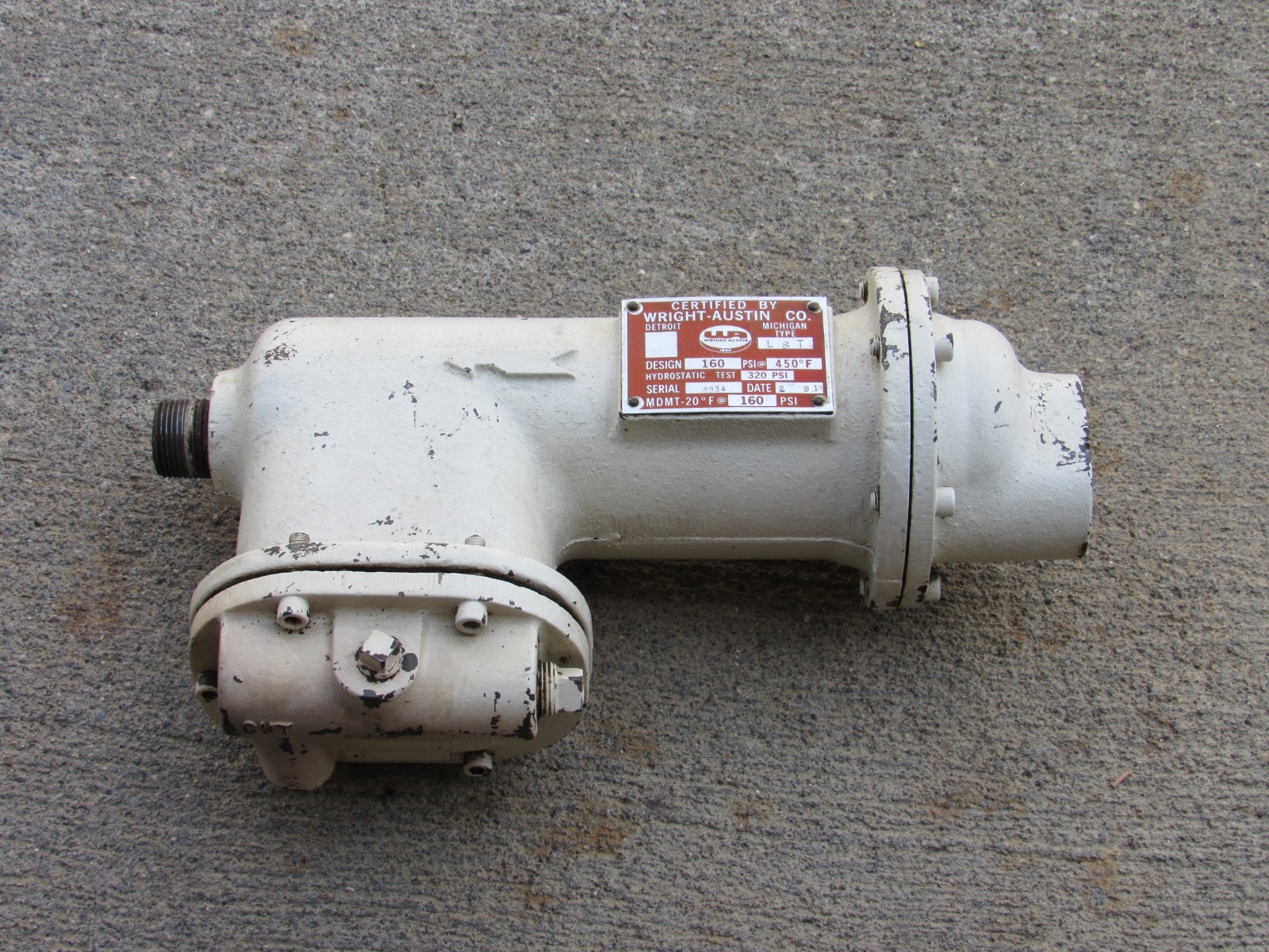 Wright Austin LST separator water oil steam compressed air lines 160 PSI 450 F