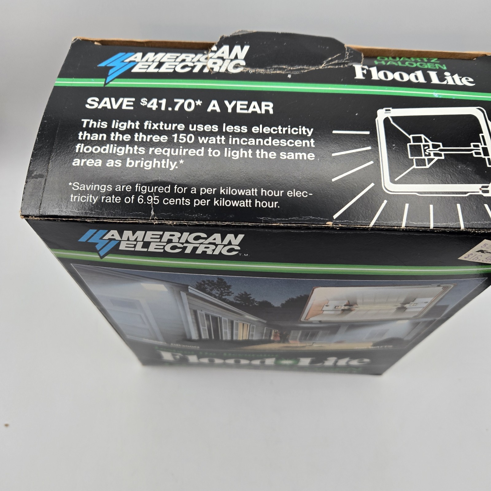 American Electric Quartz Halogen Flood Light NOS USA Made 300 Watts DR300Q NIB
