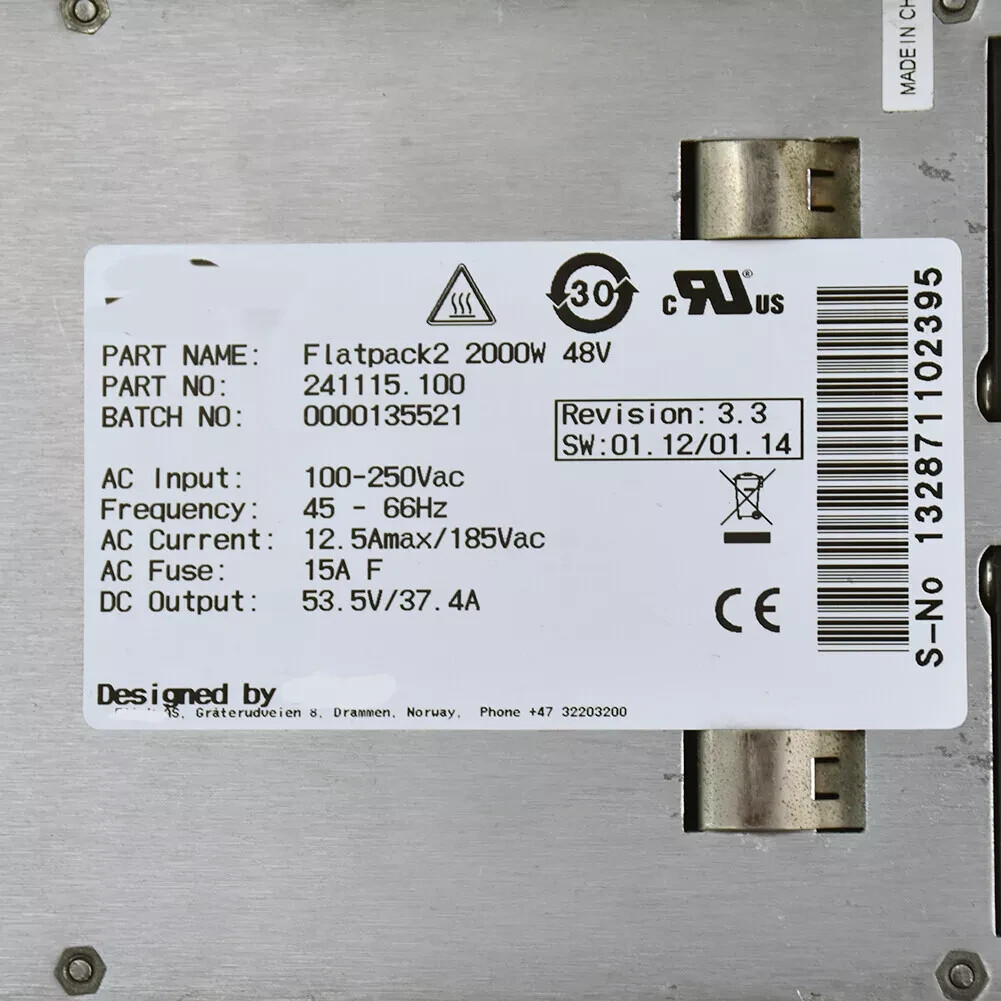 USED Original ELTEK FLATPACK2 2000W 53.5V 37.4A Power Supply #H513DD YD