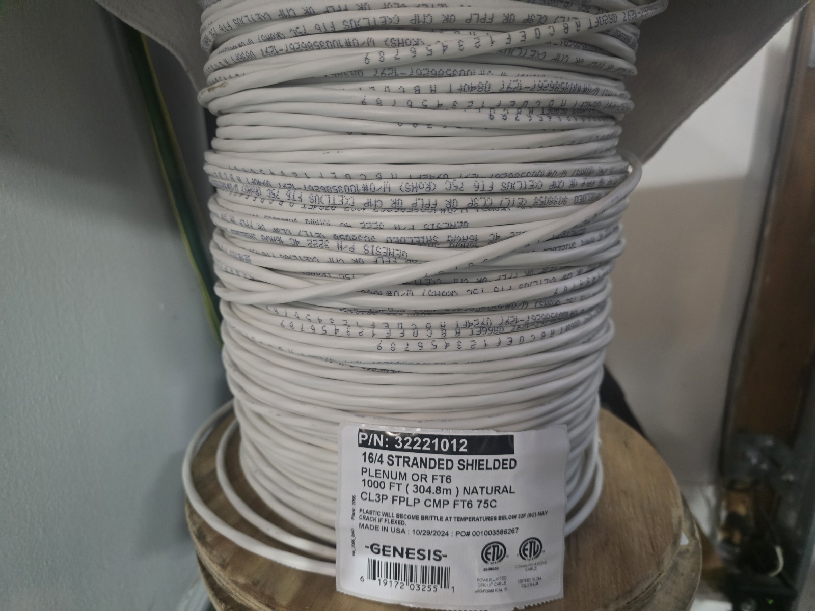 50ft 16/4 Shielded Stranded Plenum Cable 16Awg 4C CMP FT6 Genesis Wire 32221012