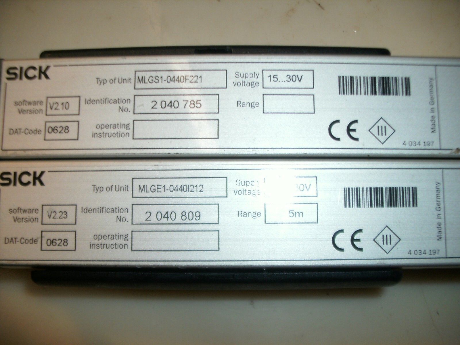 SICK MLGS1-0440F221 MLGE1-0440I212 LIGHT CURTAIN RECEIVER/EMITTER