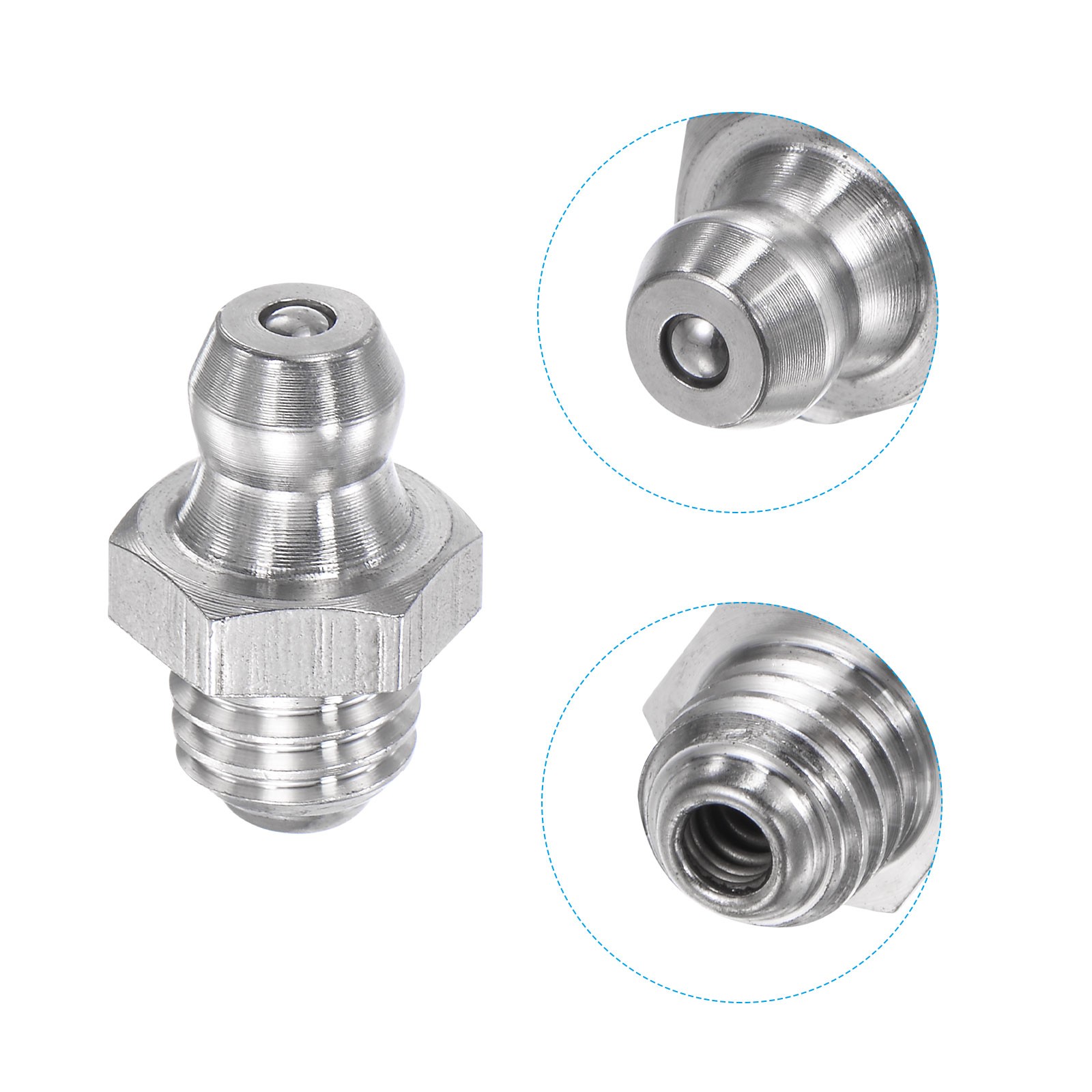 2Pcs Metric Stainless Steel Straight Hydraulic Grease Fitting M8 x 1.25mm