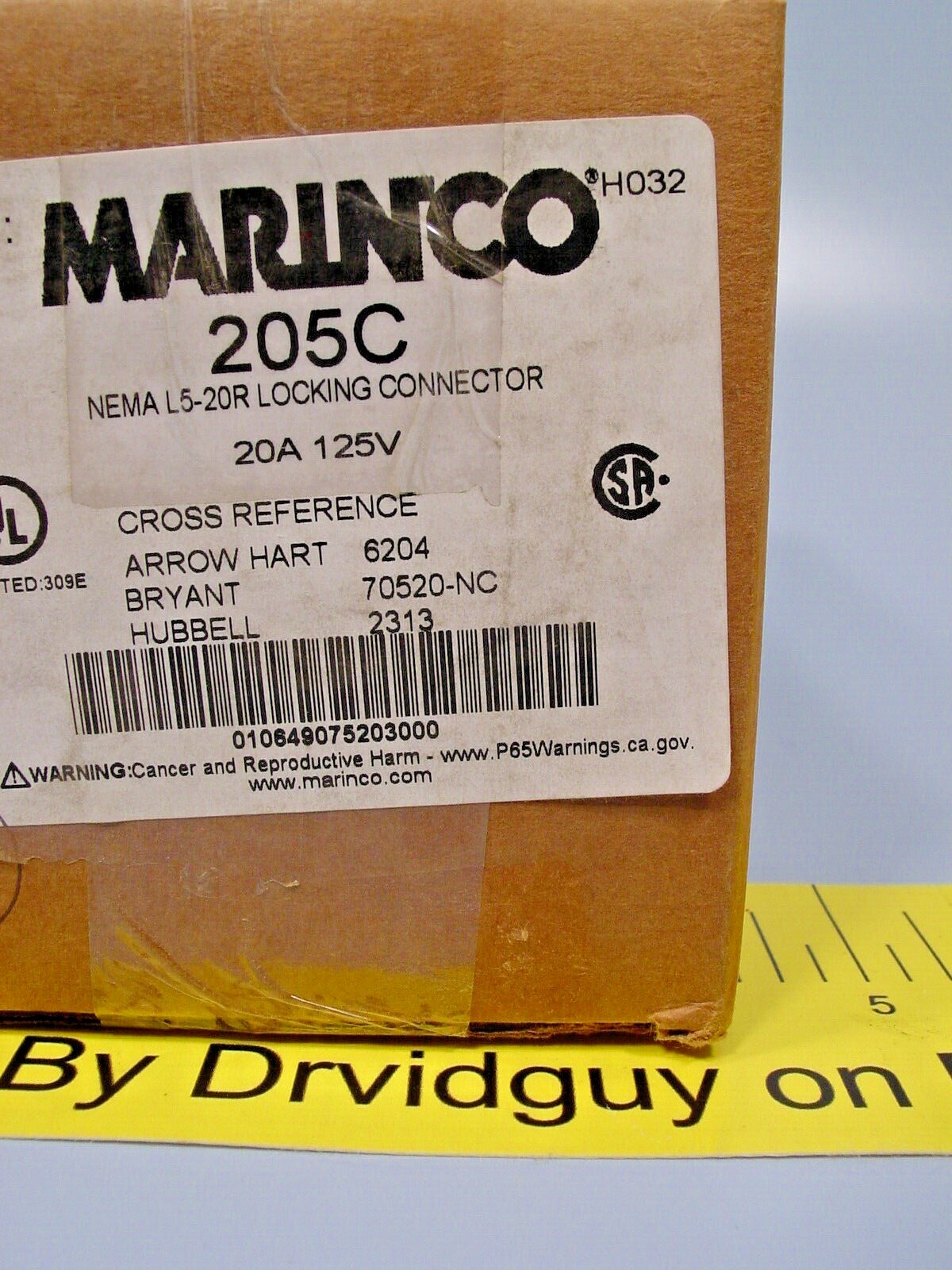 Marinco 205C NEMA L5-20R Locking Connectors; 20A; 125V; 2P; 3W