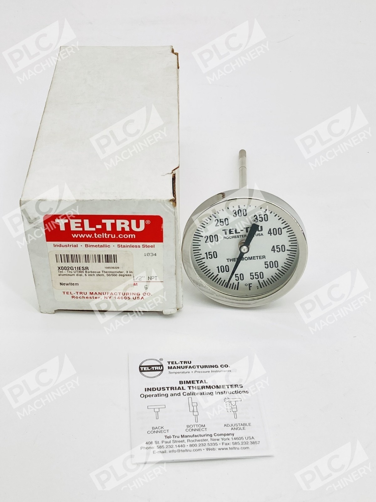 Tel-Tru UT300 Barbecue Thermometer 3″ Dial 50-550°F