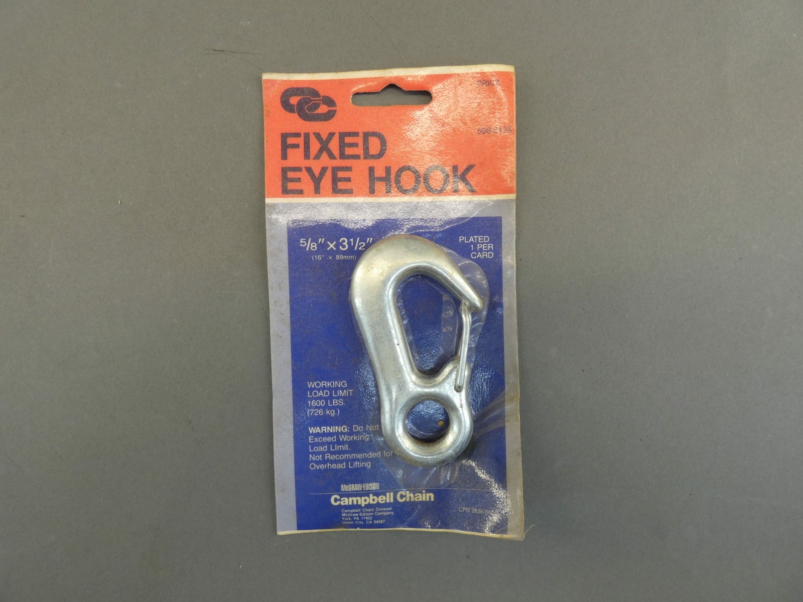 *Lot of 5* McGraw-Edison 596-5129 Fixed Eye Hook, 5/8″ x 3-1/2″, Campbell Cha…