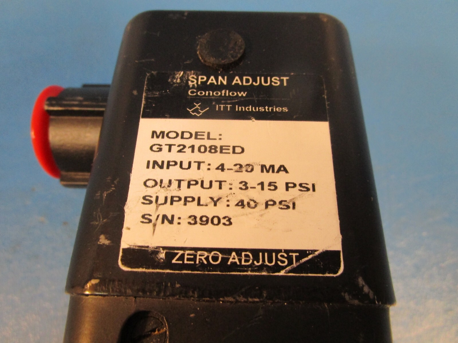 ITT Conoflow GT2108ED, Electro Pneumatic Transducer, 4-20 MA INPUT, 3-15 PSI OUT