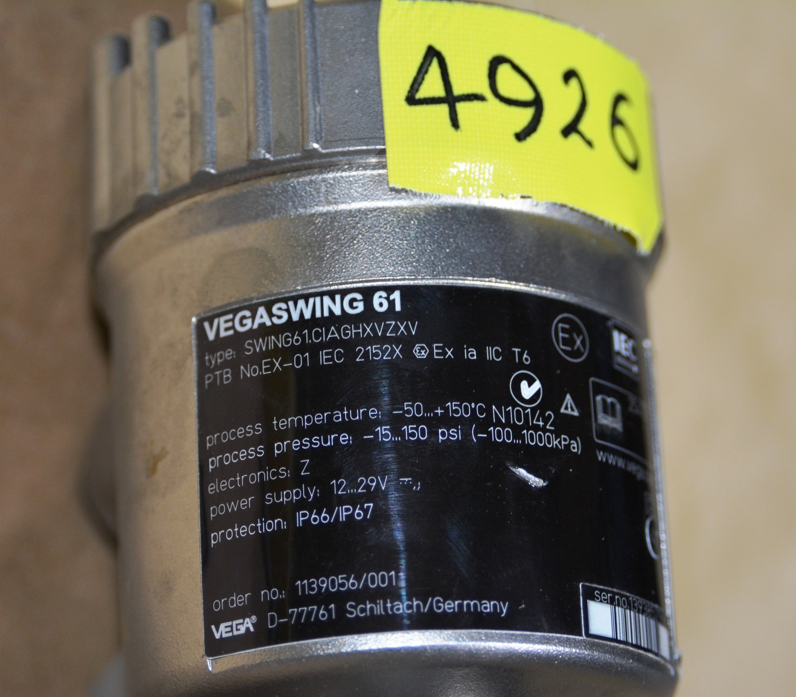 Vegaswing 61 CIAGHXVZXV vibrating fork level switch sensor Rated Ex ia IIC T6