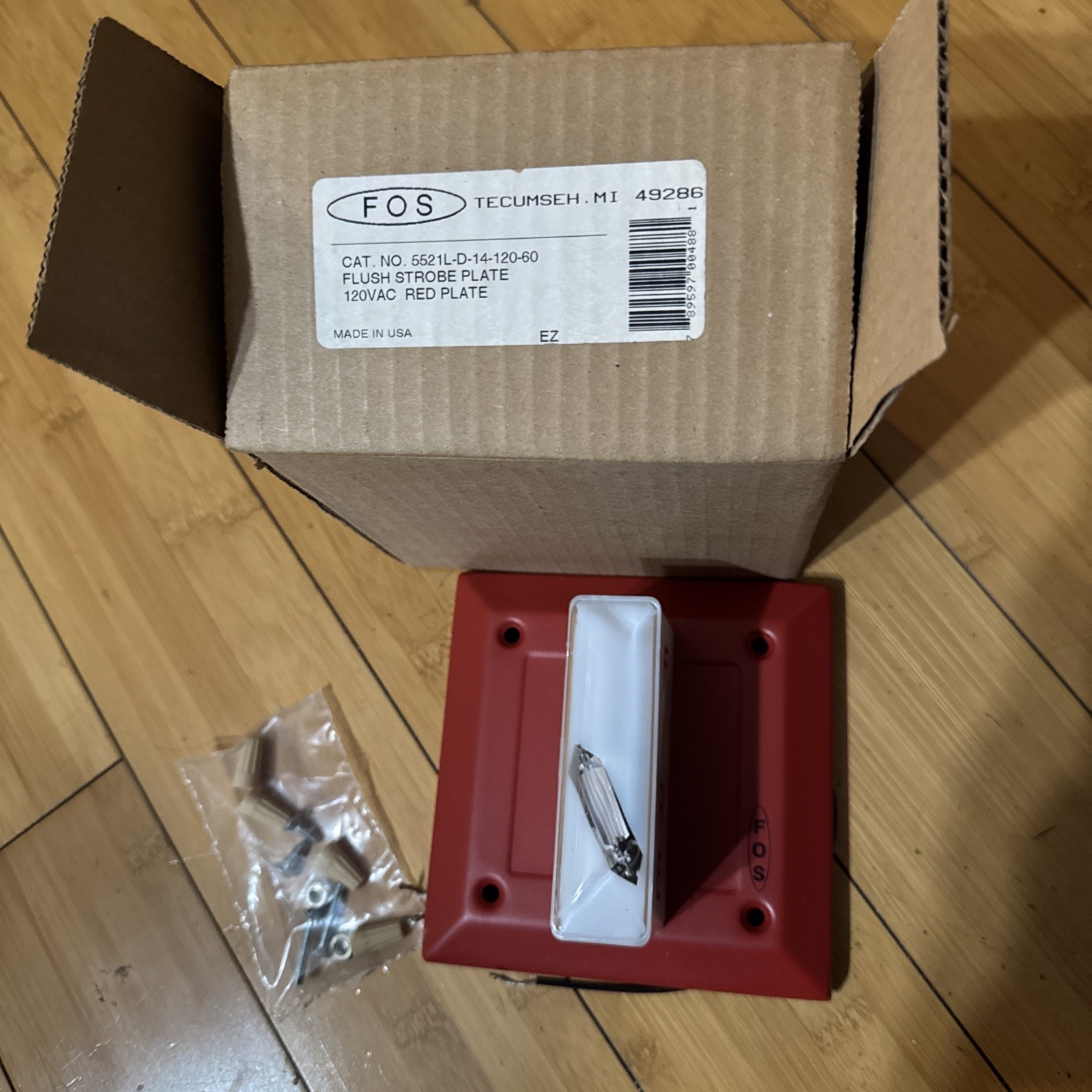 120VAC .096A FOS SIGNALING HORN STROBE FLUSH MOUNT Red Plate 5521D-D-14-120-60