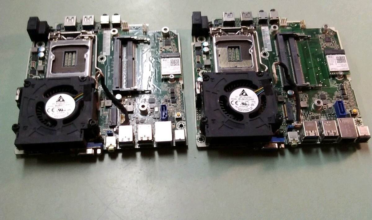 LOT OF 2 HP Desktop Mini Motherboard 746722-001 746219-002 WITH FAN REV 0B