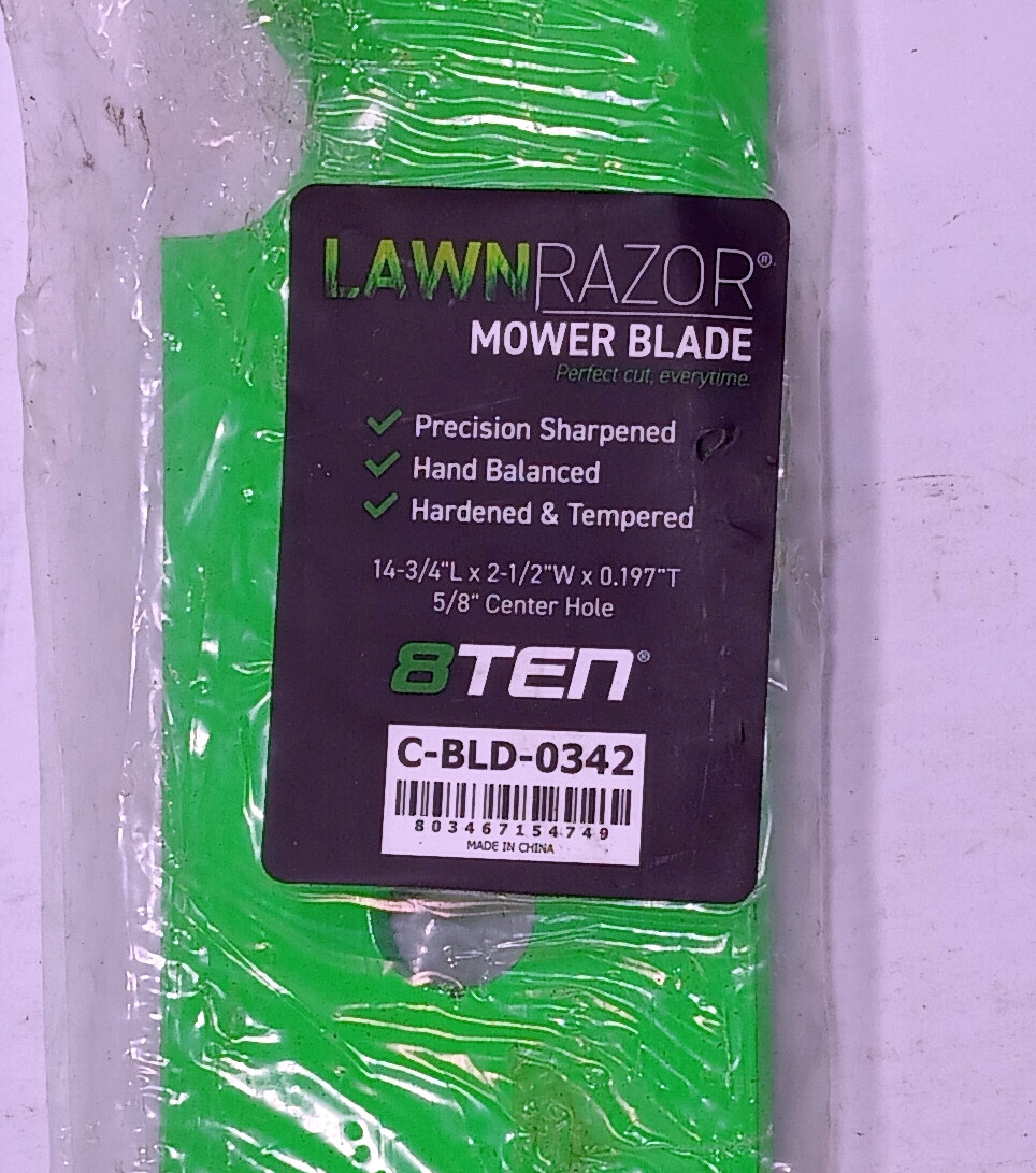 1 NEW 8TEN C-BLD-0342 14 ¾” LAWN RAZOR NOTCHED HIGH LIFT BLADE NNB *MAKE OFFER*