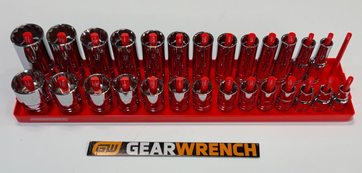 GEARWRENCH Deep & Shallow Socket Set 27 Pc, 1/2″ Drive 12pt, 3/8- 1- 1/4″ Socket