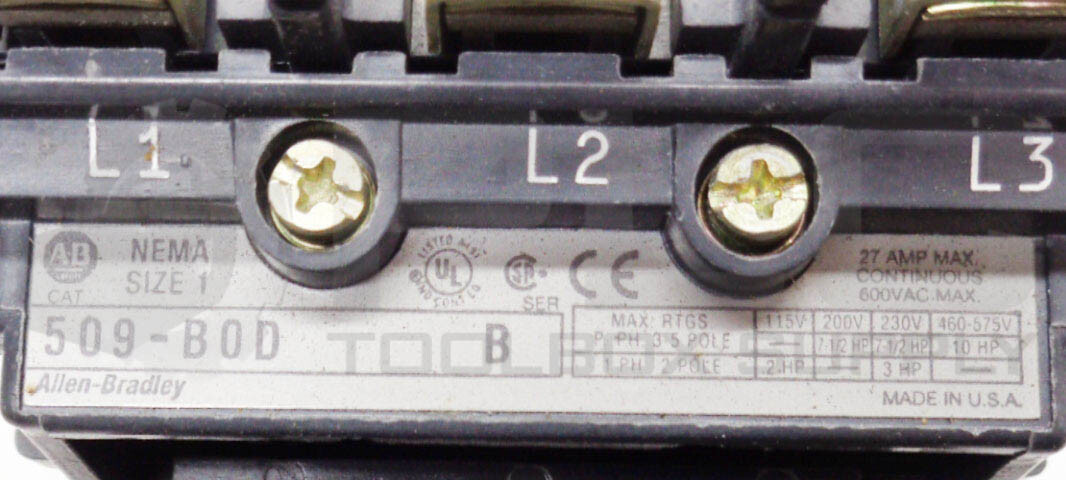 LOT OF 3 ALLEN BRADLEY 509-B0D /B CONTACTORS 509-BOD CB236 42185-800-01 595-A02