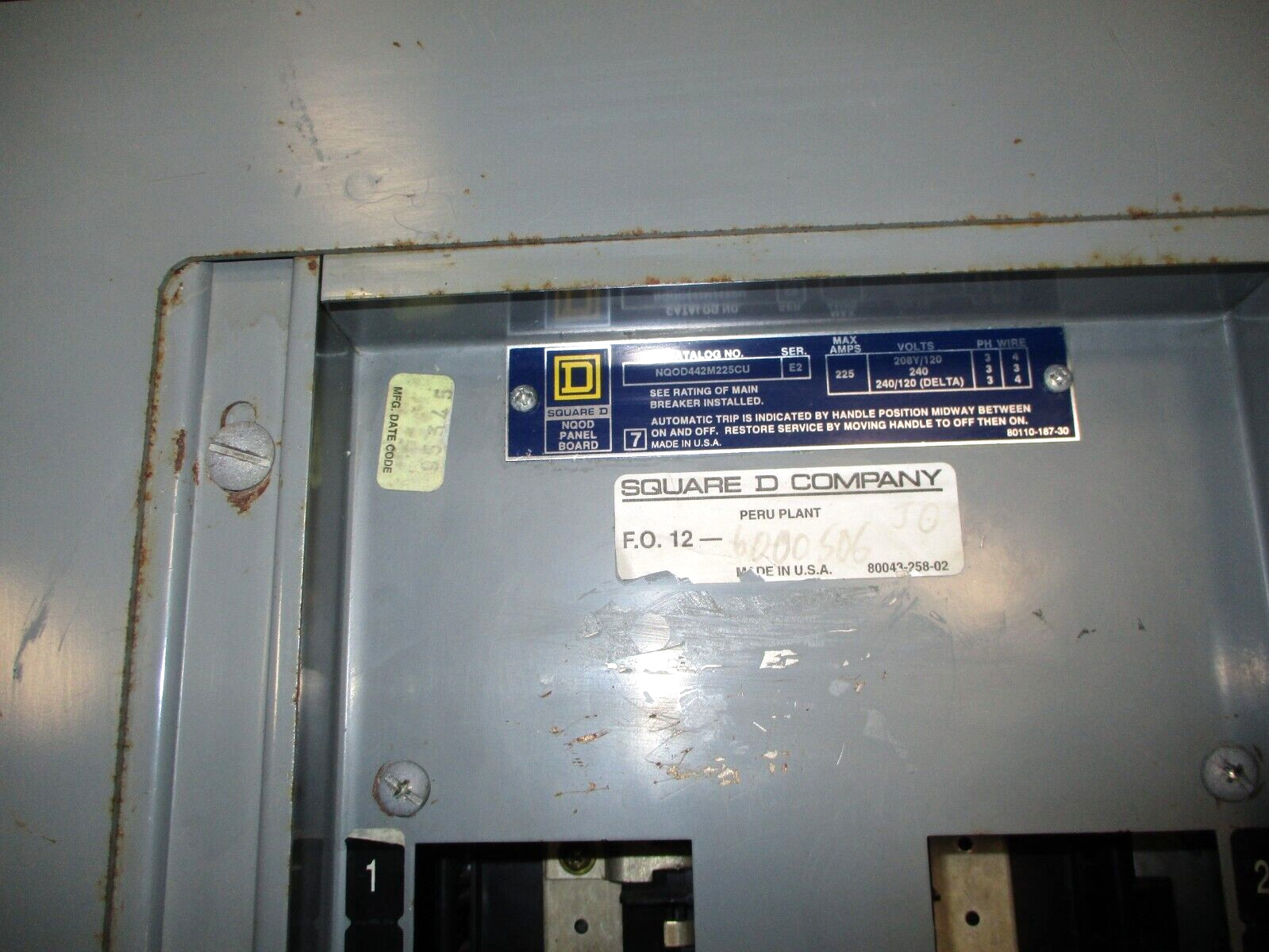 Square D NQ0D442M225CU Panel Board Circuit Breaker 225 Max Amps 208Y/120 A8491AB