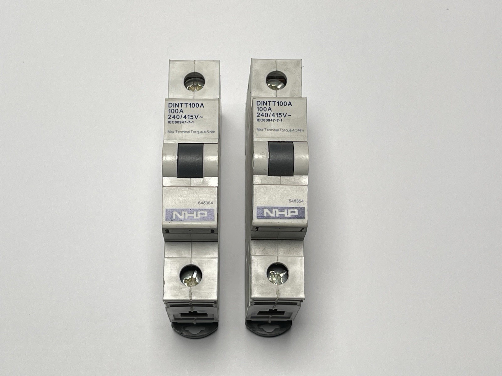 2 x NHP DINTT100A DIN-T Accessory Through Terminal 100A 1 Pole 240/415V AC