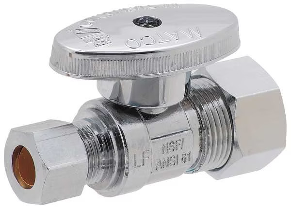 Zoro Select 26-1014LF 1/4-Turn Stop, Straight, 5/8 Inx3/8 In