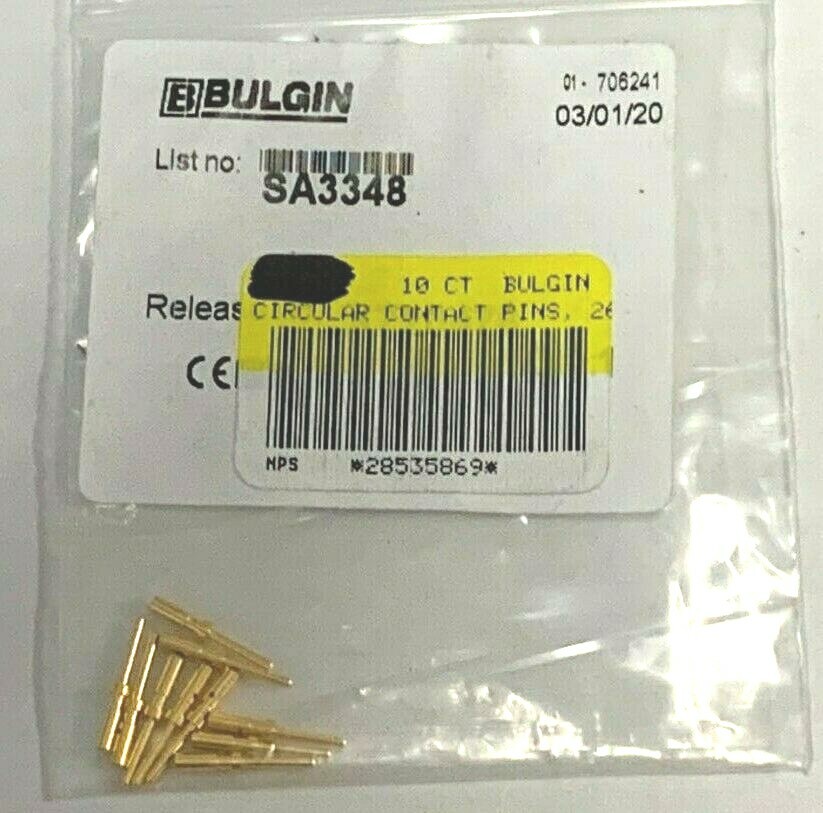 (10) Qty. of BULGIN SA3348 Pin Contacts 22-26 AWG Size 2.5mm Solder Cup Go