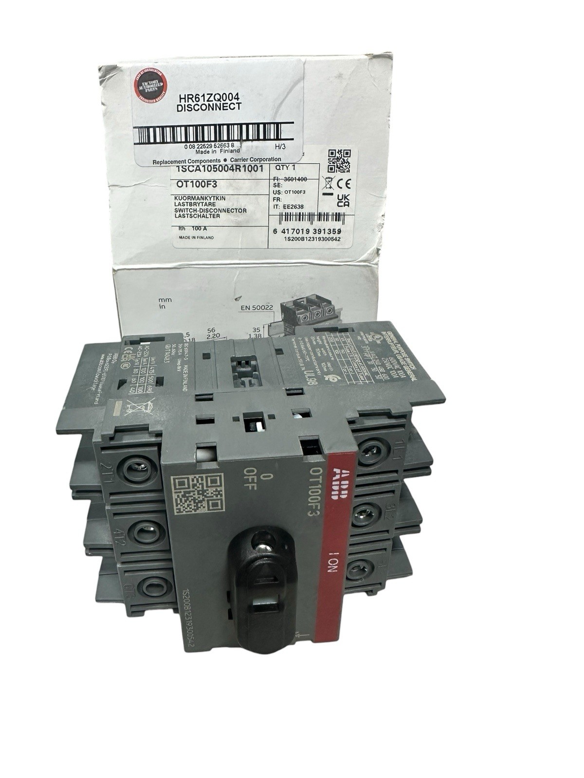 Carrier HR61ZQ004 Factory Authorized Parts 3-Pole 100Amp Disconnect FREESHIP