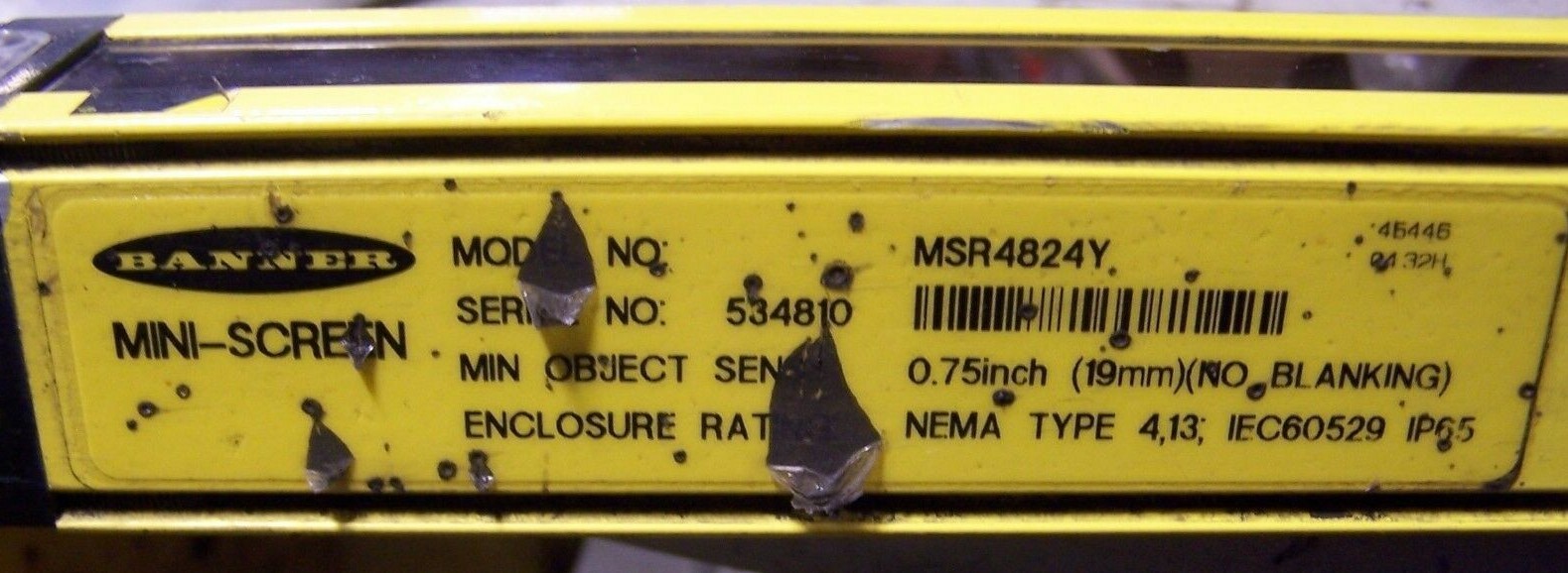 BANNER MINI-SCREEN RECIEVER SAFETY LIGHT CURTAIN RANGE 30 FT MSR4824Y