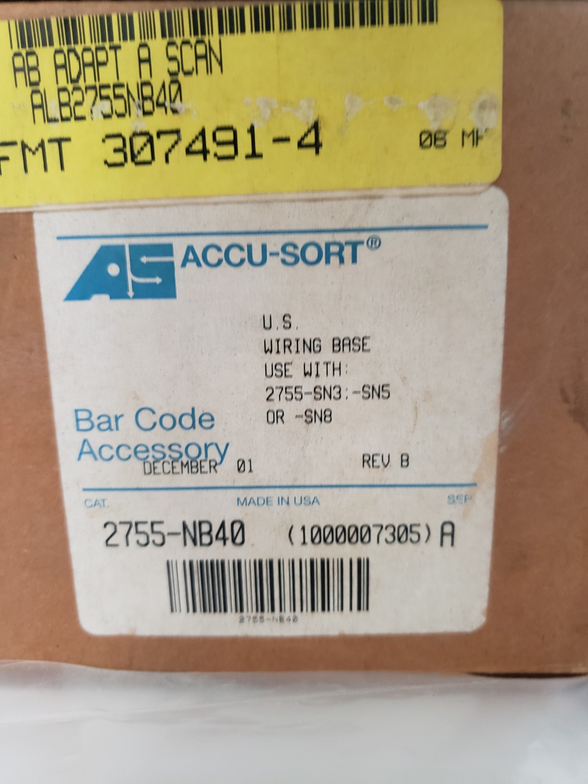 ALLEN BRADLEY 2755-NB40 SERIES A ADAPTASCAN WIRING BASE NIB