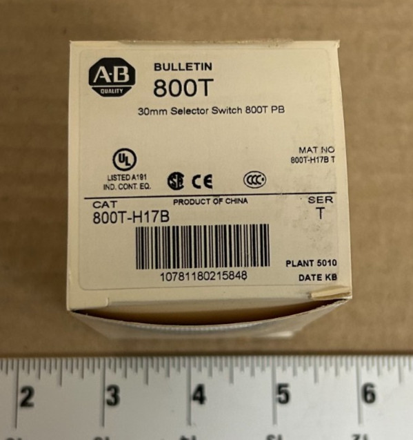 Allen Bradley Rotary Switch 2 Position 800T-H17B Maintained 2 No 2 NC