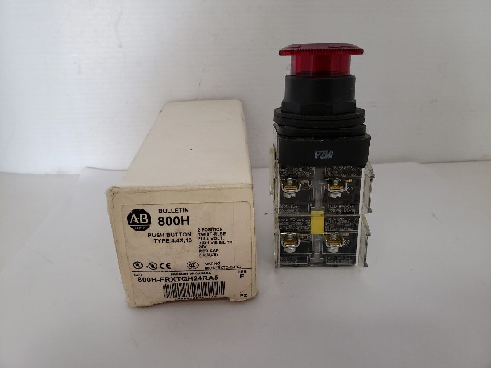 ALLEN BRADLEY 800H-FRXTQH24RA5 PUSHBUTTON 2 POS TWIST-RELEASE ILLUM SER F NIB