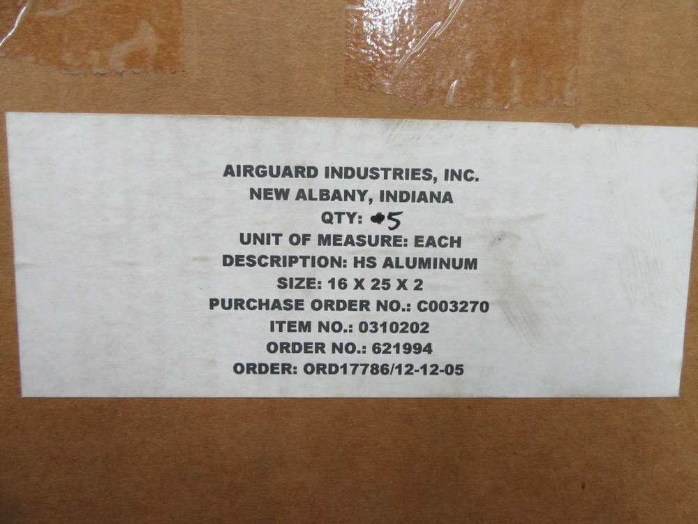 Airguard Industries 0310202 HS Aluminum Panel Filter (Pack of 5)