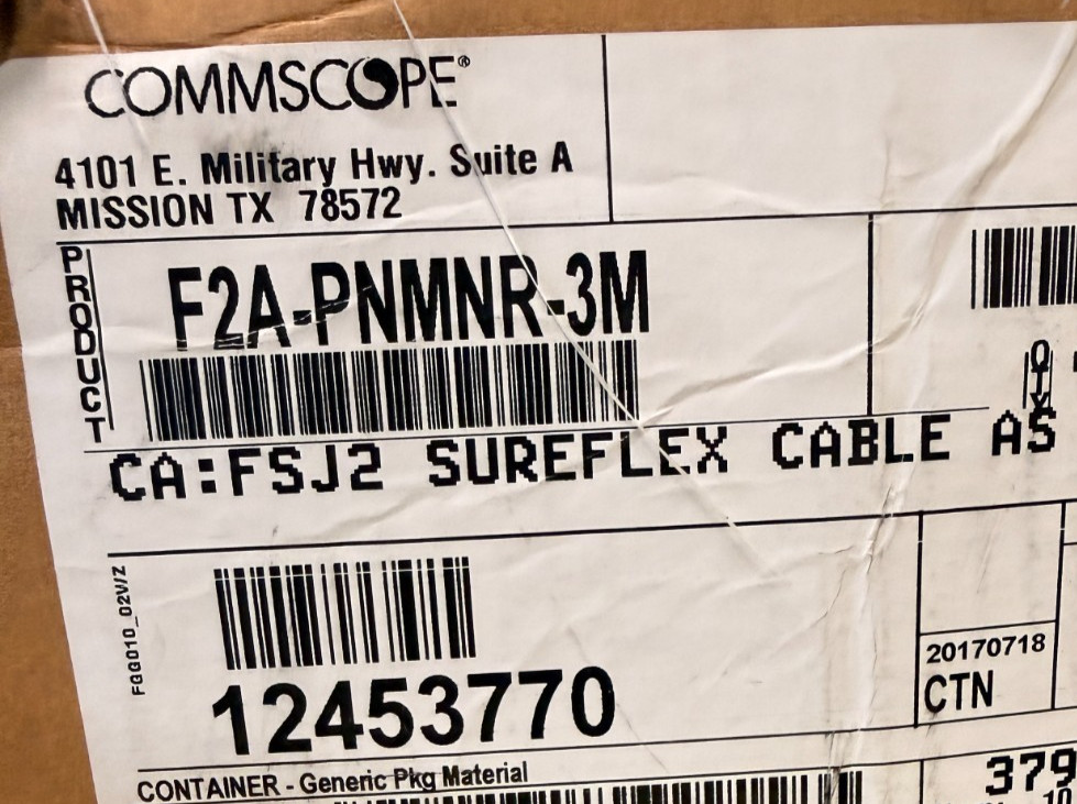 CommScope F2A-PNMNR-3M RF Coax Jumper Cable 3M Andrew Solutions